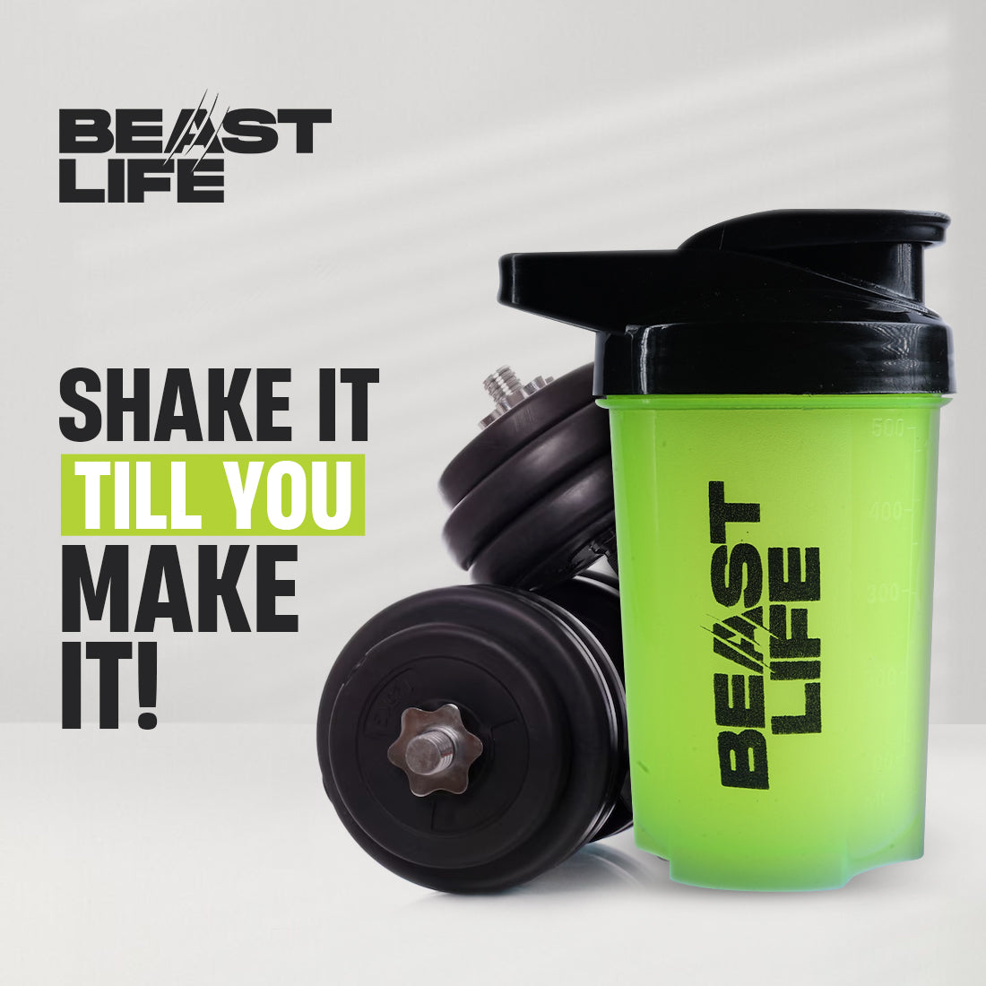 BeastLife Plastic Bold Shaker | Neon Color | 500ML
