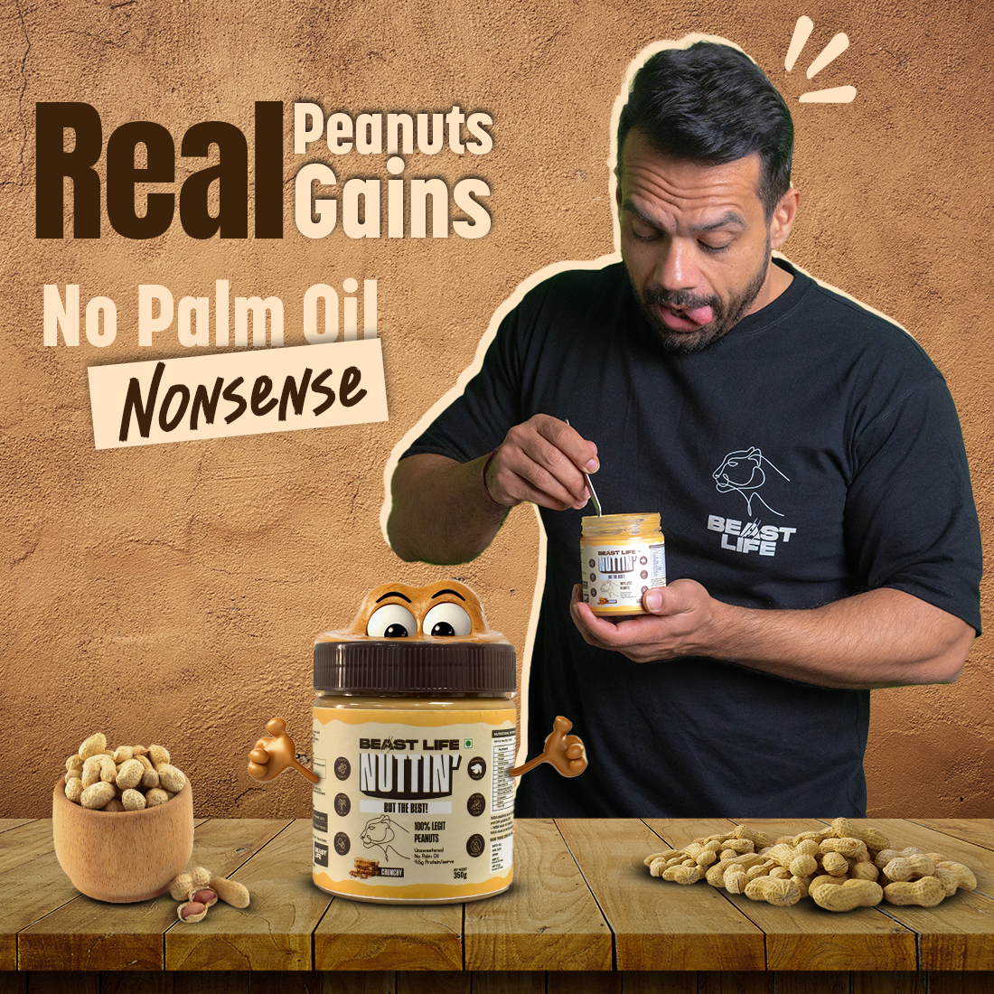 Natural Peanut Butter Crunchy (100% Peanuts, No Palm oil) | 800gm