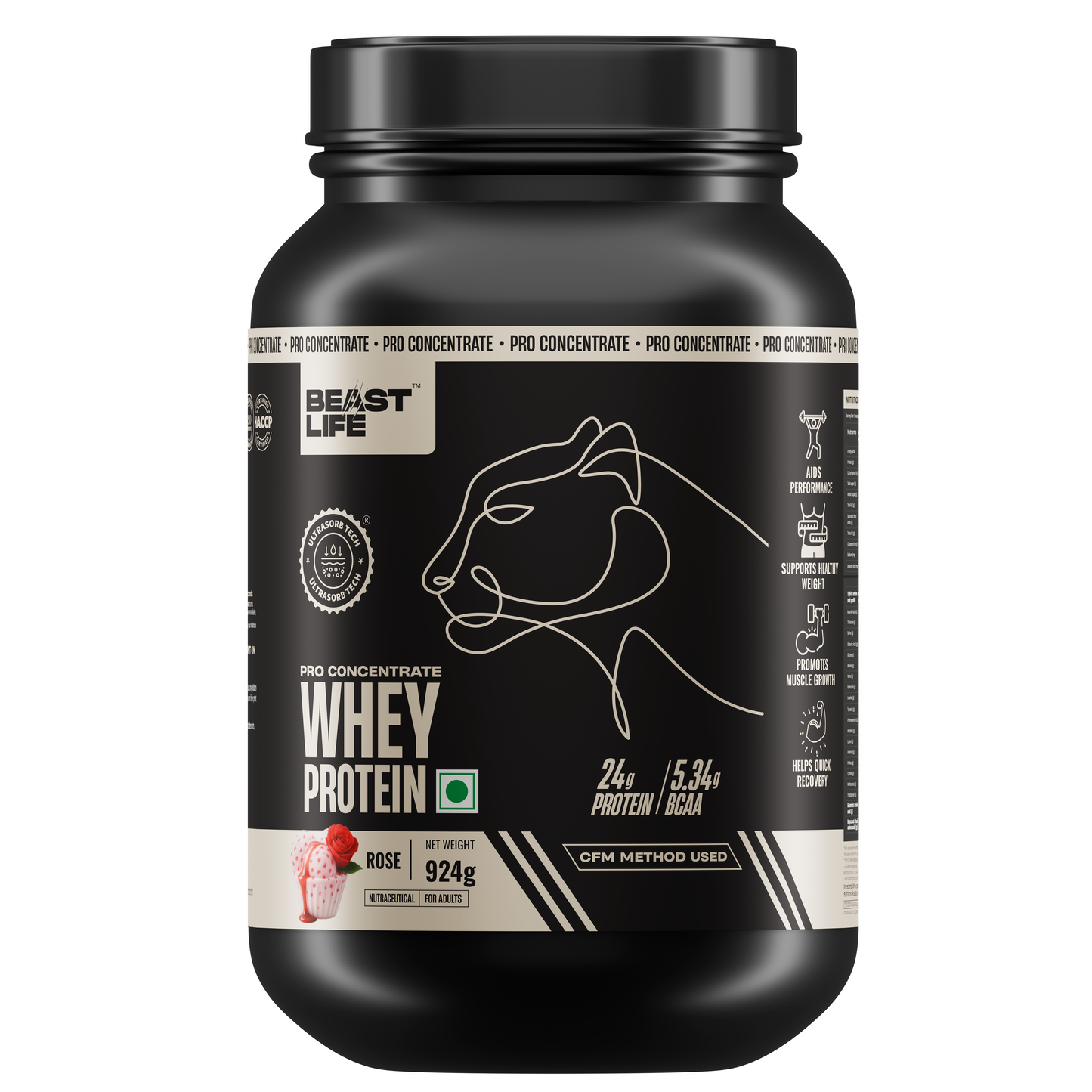 Rose Pro Concentrate Whey Protein with Ultrasorb Tech | 924gm