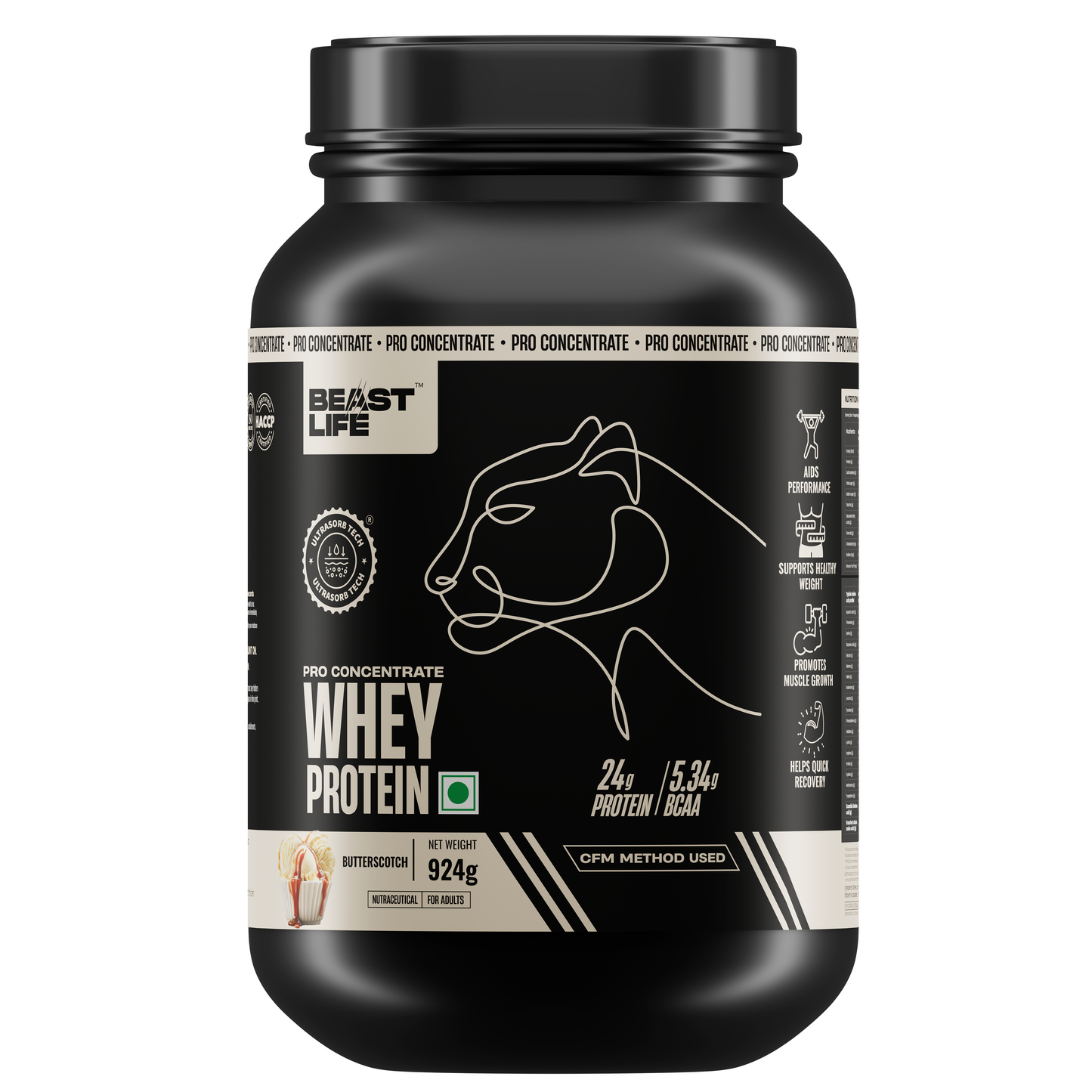 Butterscotch Pro Concentrate Whey Protein with Ultrasorb Tech | 924gm