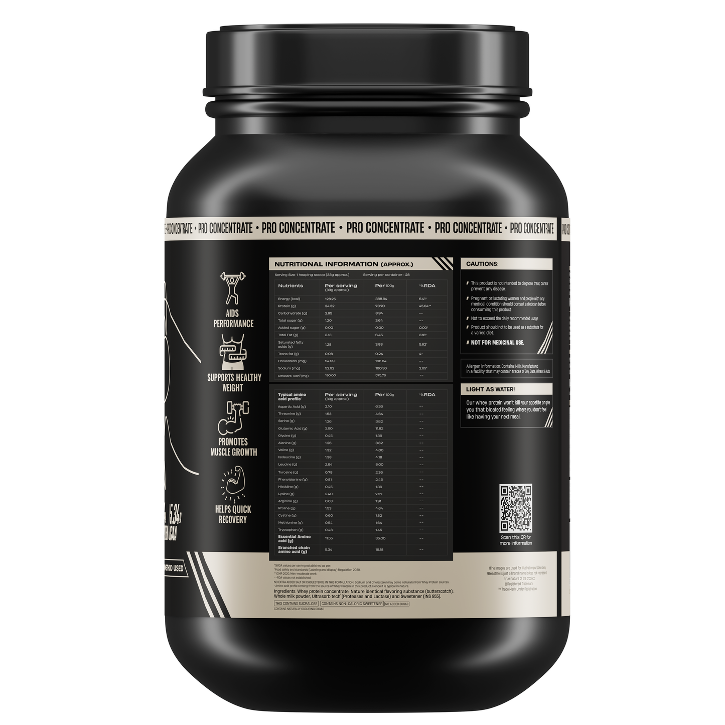 Butterscotch Pro Concentrate Whey Protein with Ultrasorb Tech | 924gm