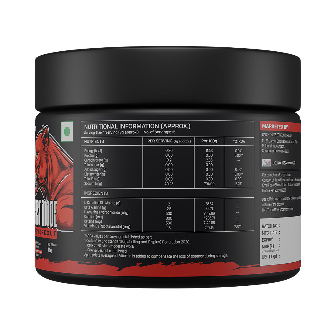 Beastmode Preworkout ā Fruit Punch (New Formulation)