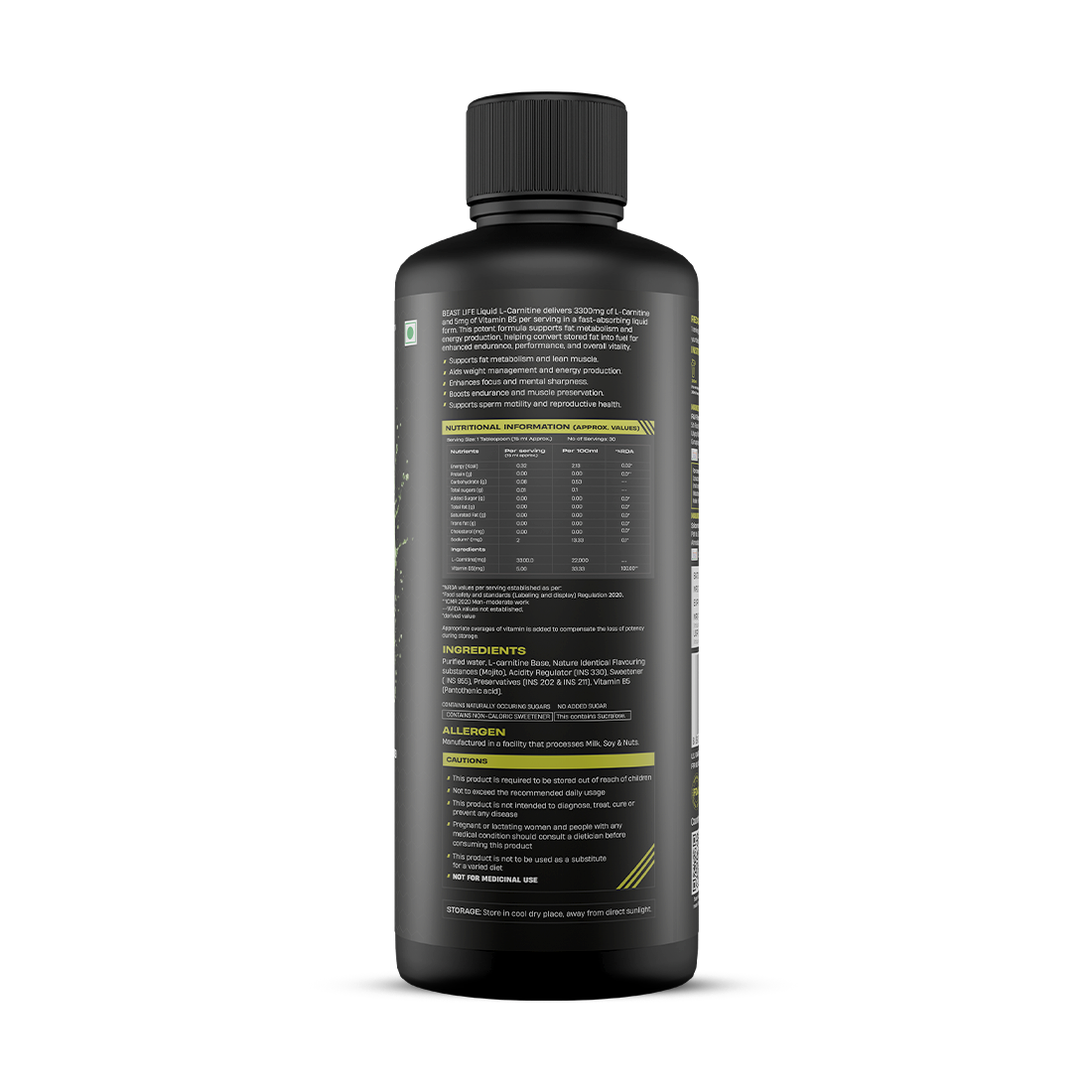 L-Carnitine with Vitamin B5 Liquid 3300 mg | Mojito | 450 ml