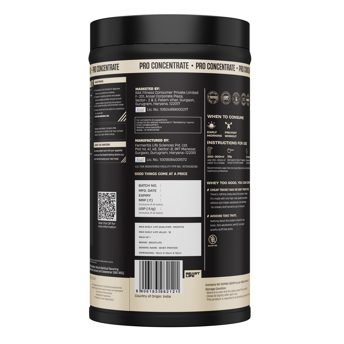 Pro Concentrate Whey Protein Rose 1lbs