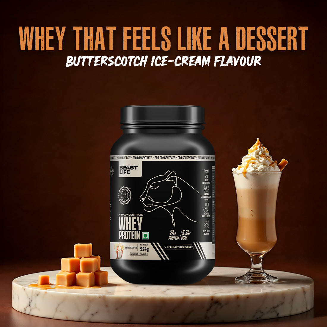 Butterscotch Pro Concentrate Whey Protein with Ultrasorb Tech | 924gm