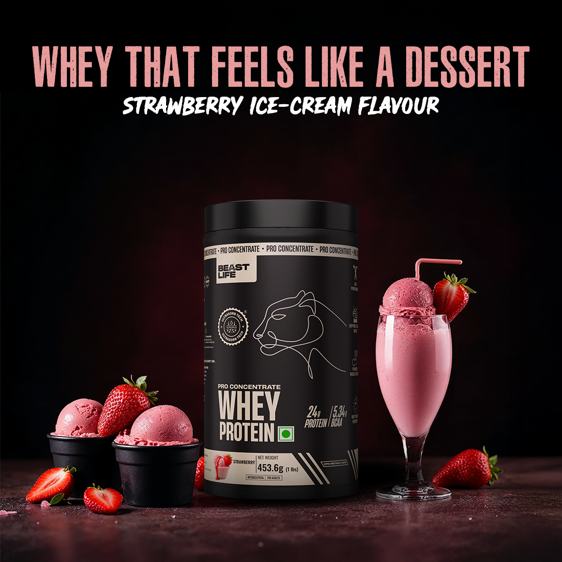 Pro Concentrate Whey Protein Strawberry 1lbs