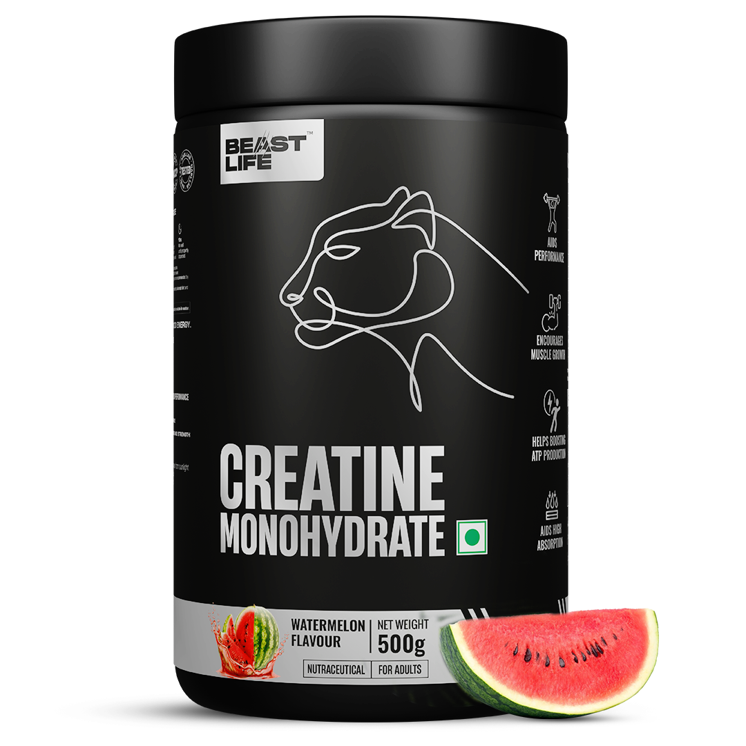BeastLife Valentineās Limited Couple Combo | Plastic Shaker Red 500ML + Creatine Monohydrate Watermelon 500g
