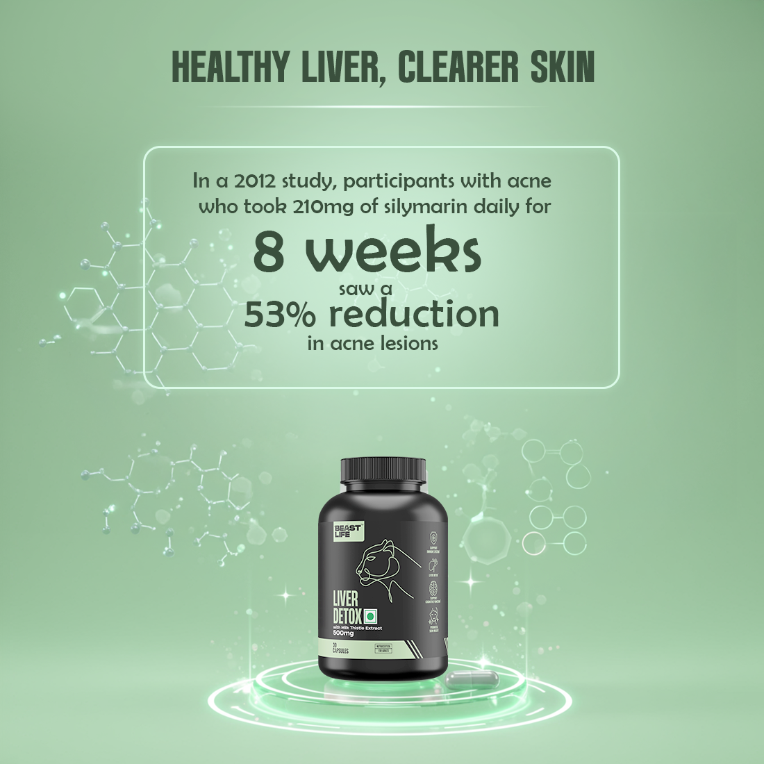 Liver Detox Supplement with Milk Thistle Extract 500mg | Added Multivitamins & Amino Acid with Natural Detoxification Formula | Liver Support Supplement (30 Veg Tablets)