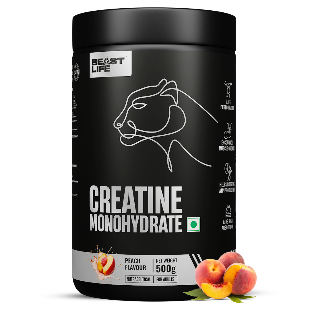 BeastLife Valentineās Limited Couple Combo | Plastic Shaker Red 500ML + Creatine Monohydrate Peach 500g