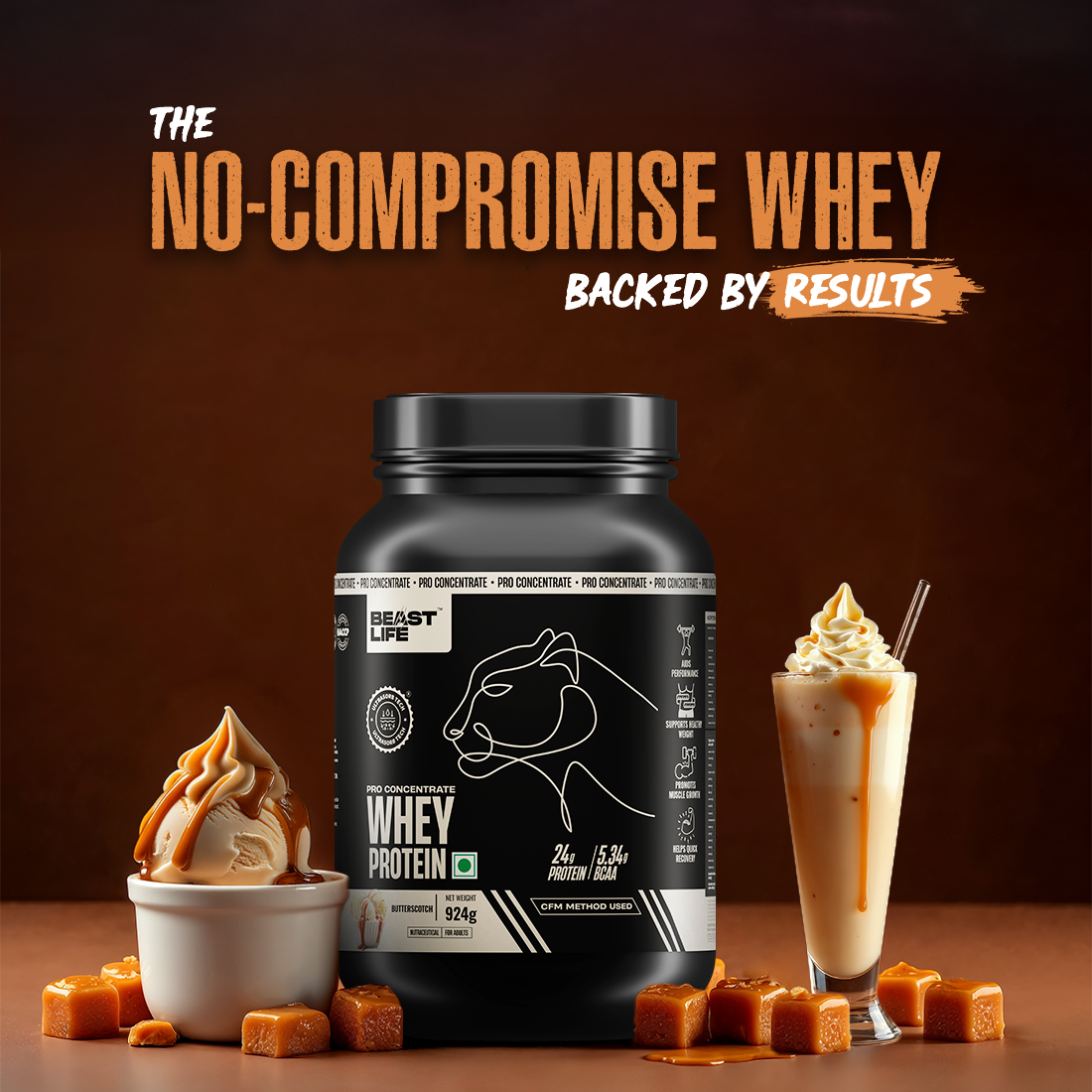 Butterscotch Pro Concentrate Whey Protein with Ultrasorb Tech | 924gm