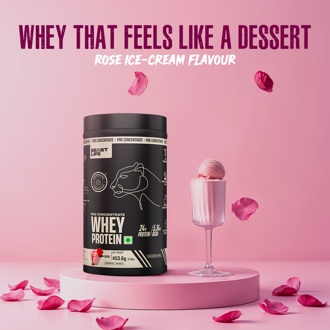 Pro Concentrate Whey Protein Rose 1lbs