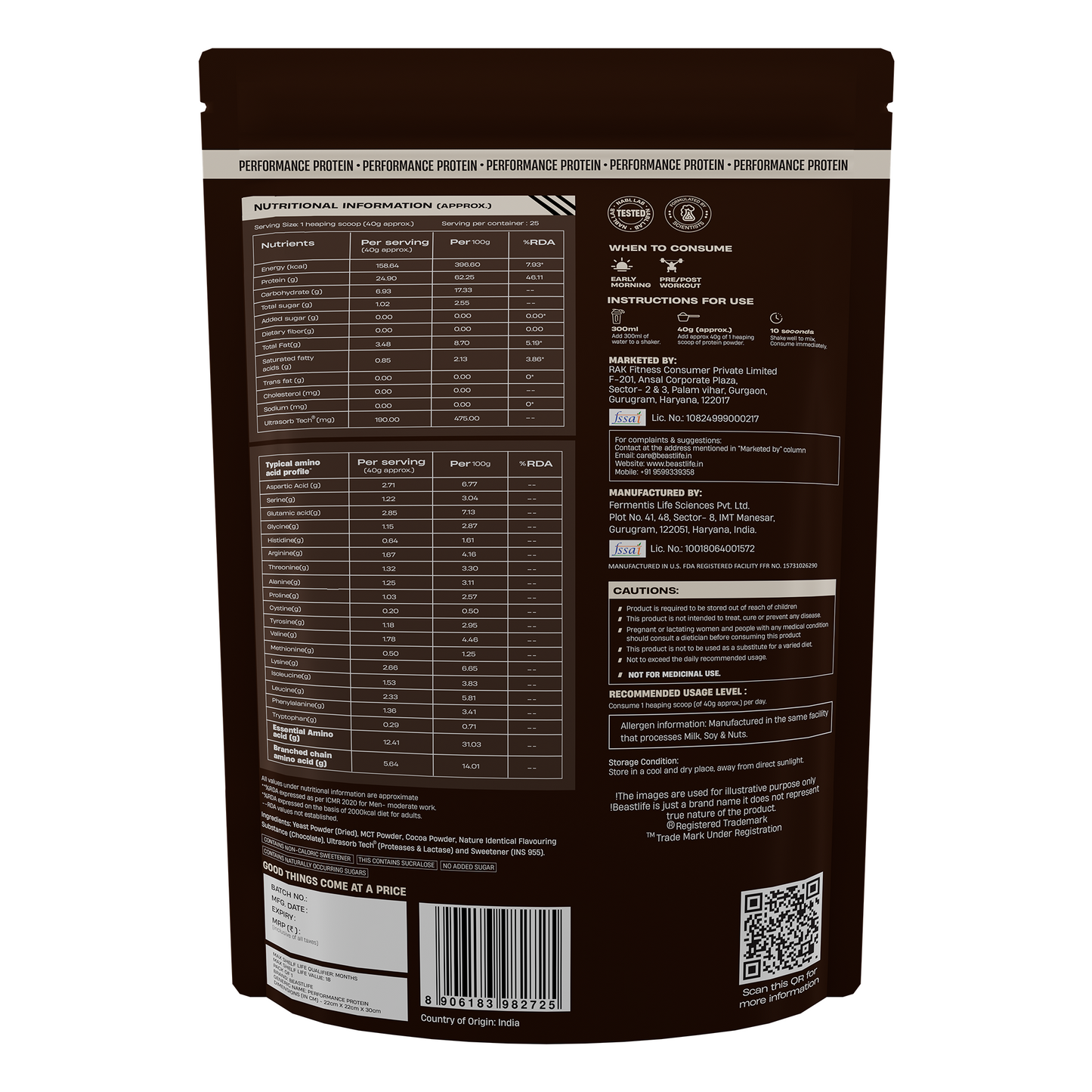 Performance Protein with Ultrasorb Tech | 1kg | Chocolate