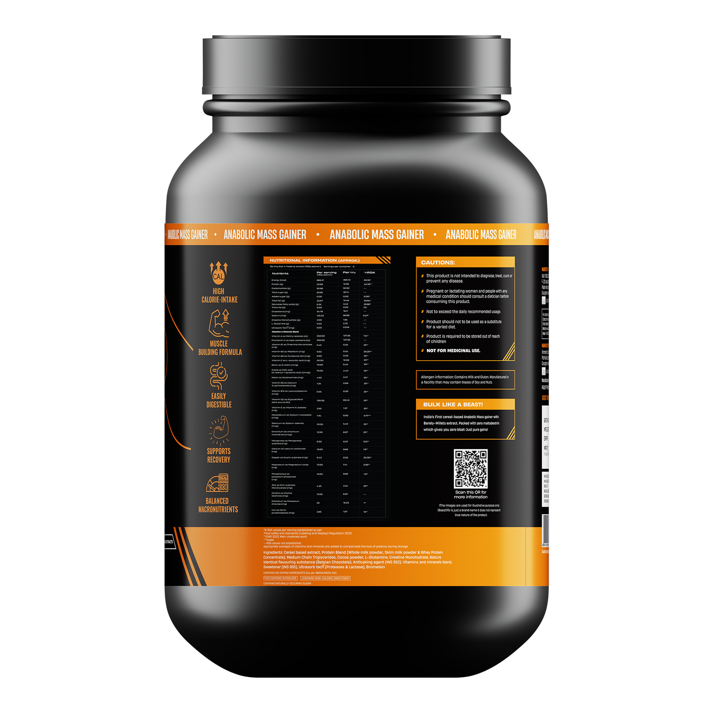 Anabolic Mass Gainer with Ultrasorb Tech (No Maltodextrin) | 1kg
