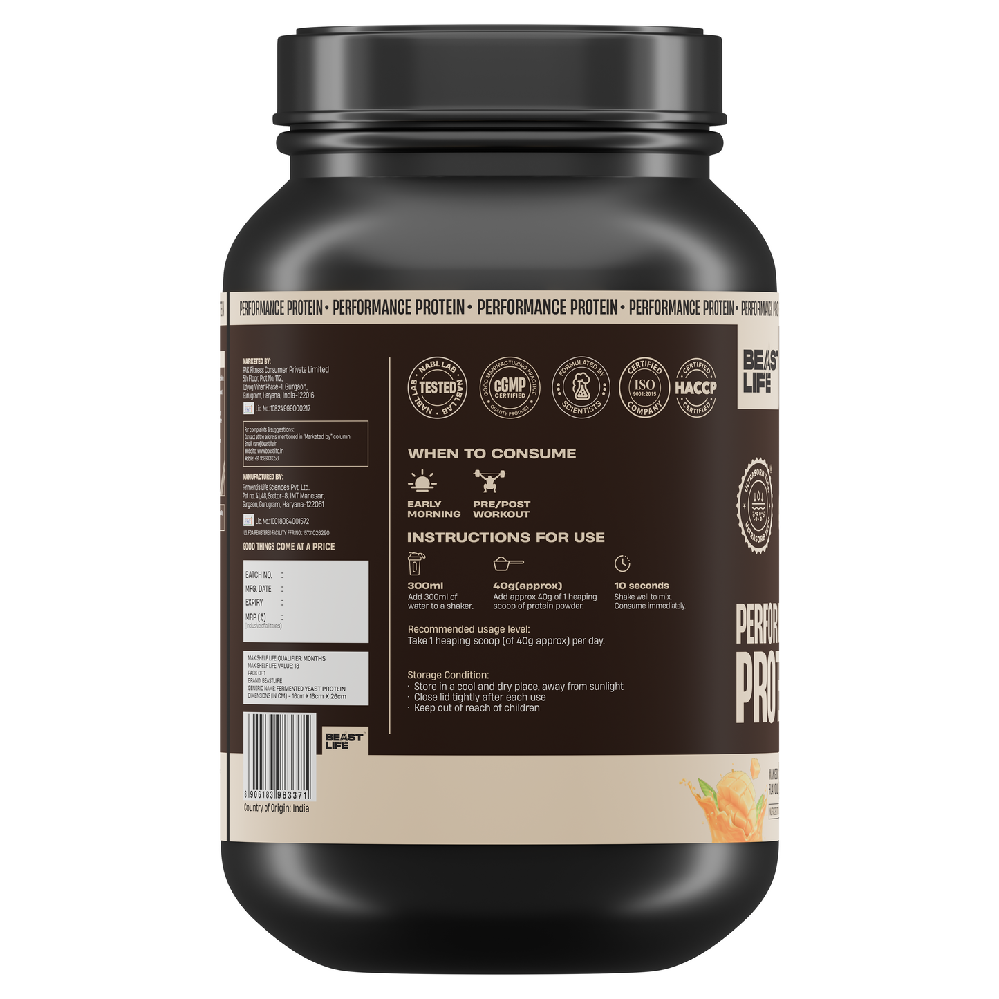 Performance Fermented Yeast Protein with Ultrasorb Tech | 1kg | Mango