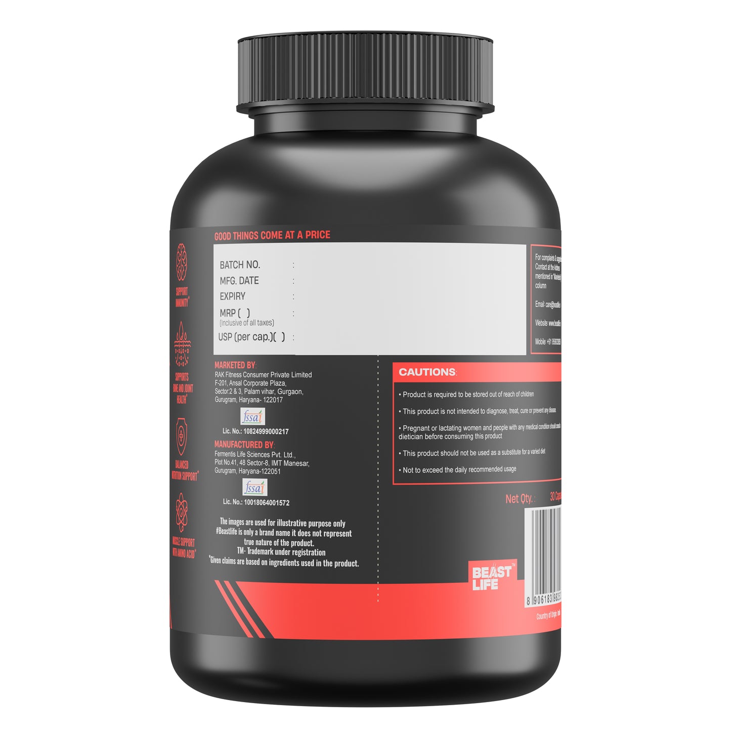 Korean Red Ginseng 400MG with Piper Nigrum Extract 5mg 30N