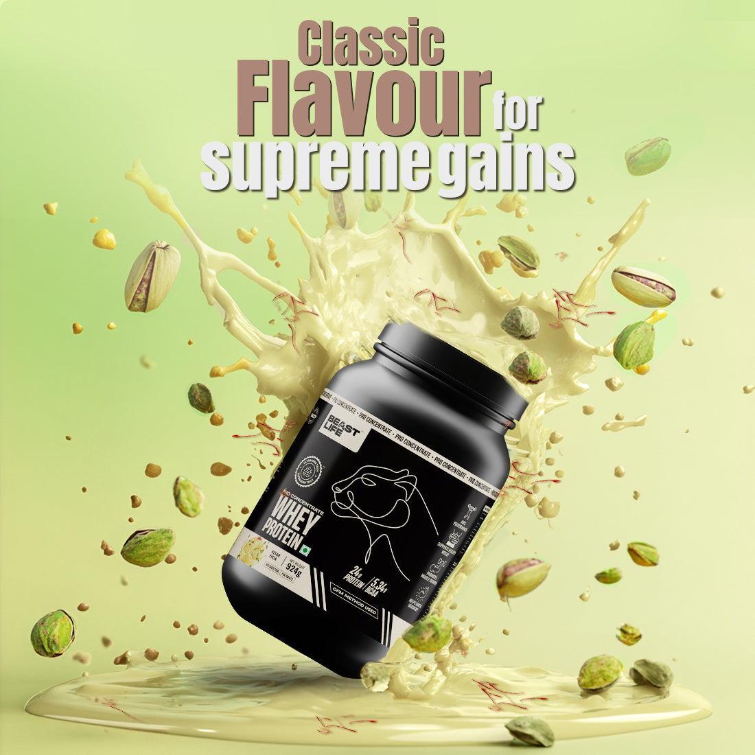 Pro Concentrate Whey Protein with Ultrasorb Tech | 924gm | Kesar Pista with Real Pista Flakes