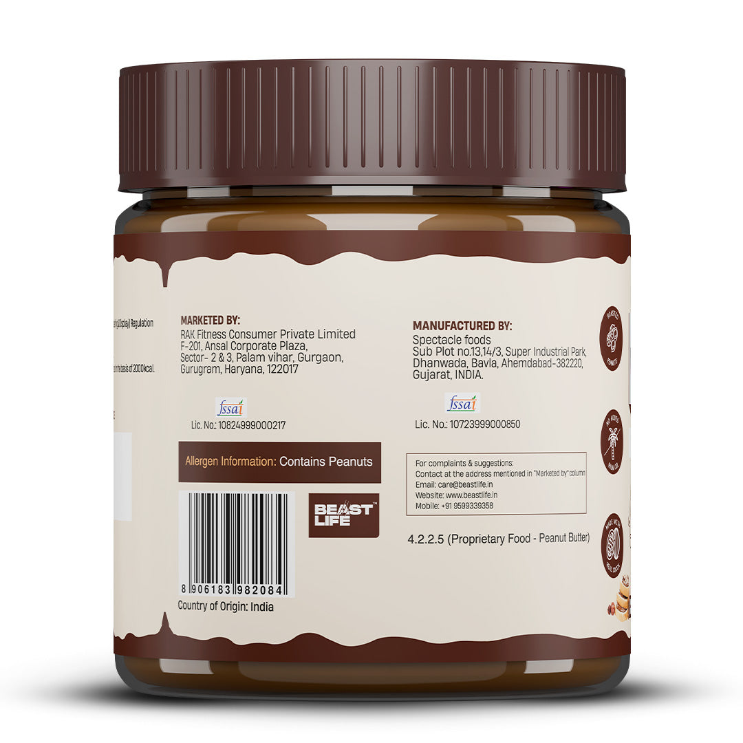 Natural Peanut Butter Chocolate Crunchy (100% Peanuts, No Palm oil) | 350gm