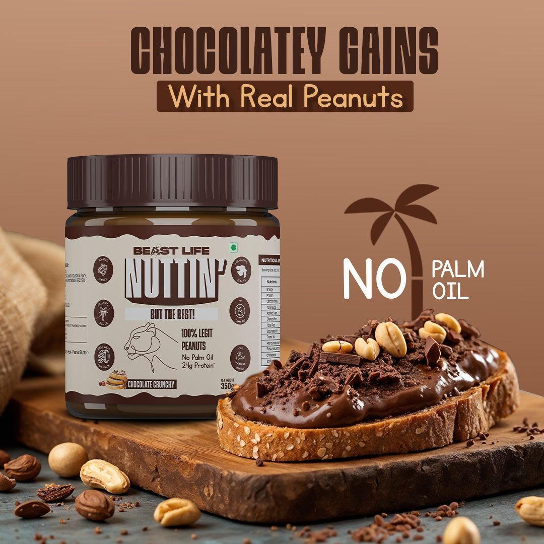 Natural Peanut Butter Chocolate Crunchy (100% Peanuts, No Palm oil) | 350gm