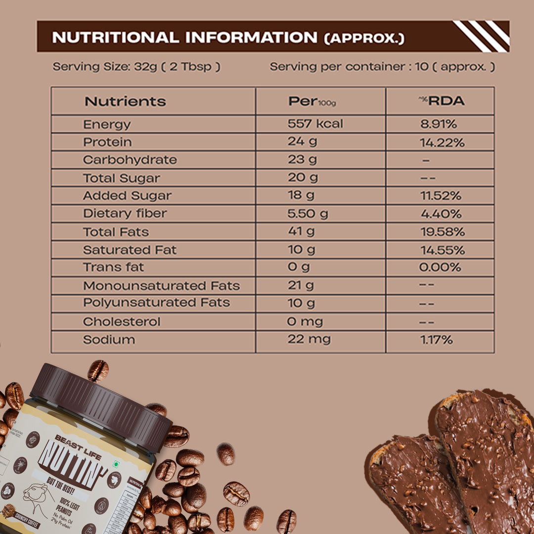 Beastlife Peanut Butter Crunchy Coffee 350g