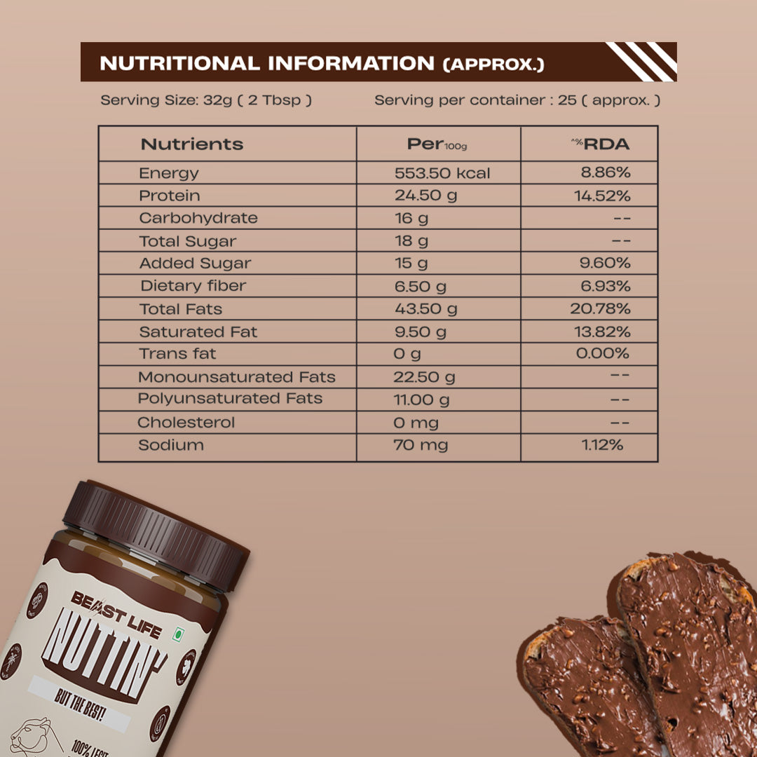 Natural Peanut Butter Chocolate Crunchy (100% Peanuts, No Palm oil) | 800gm