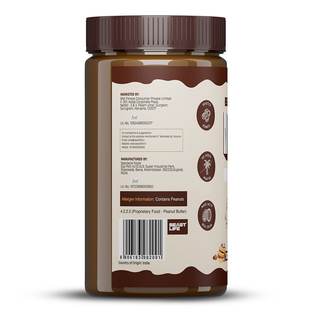 Natural Peanut Butter Chocolate Crunchy (100% Peanuts, No Palm oil) | 800gm