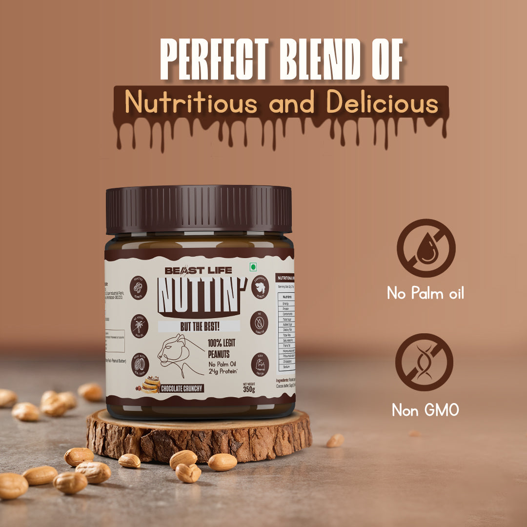 Natural Peanut Butter Chocolate Crunchy (100% Peanuts, No Palm oil) | 350gm