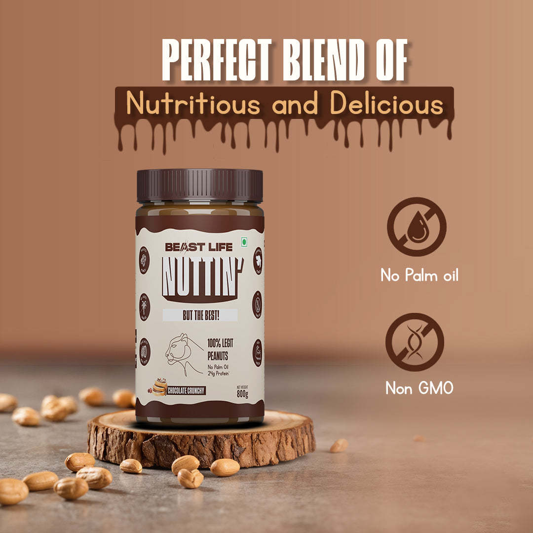 Natural Peanut Butter Chocolate Crunchy (100% Peanuts, No Palm oil) | 800gm