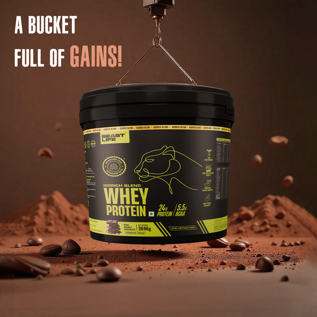 Isorich Blend Whey Protein with Ultrasorb Tech (3696G) | Free Gym Bag and Shaker
