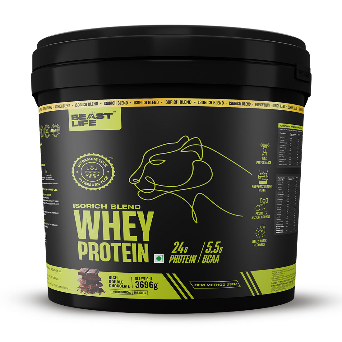 Isorich Blend Whey Protein with Ultrasorb Tech (3696G) | Free Gym Bag and Shaker
