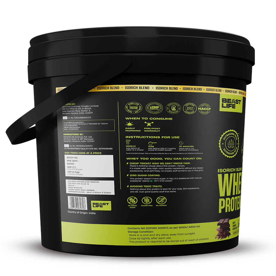 Isorich Blend Whey Protein with Ultrasorb Tech (3696G) | Free Gym Bag and Shaker