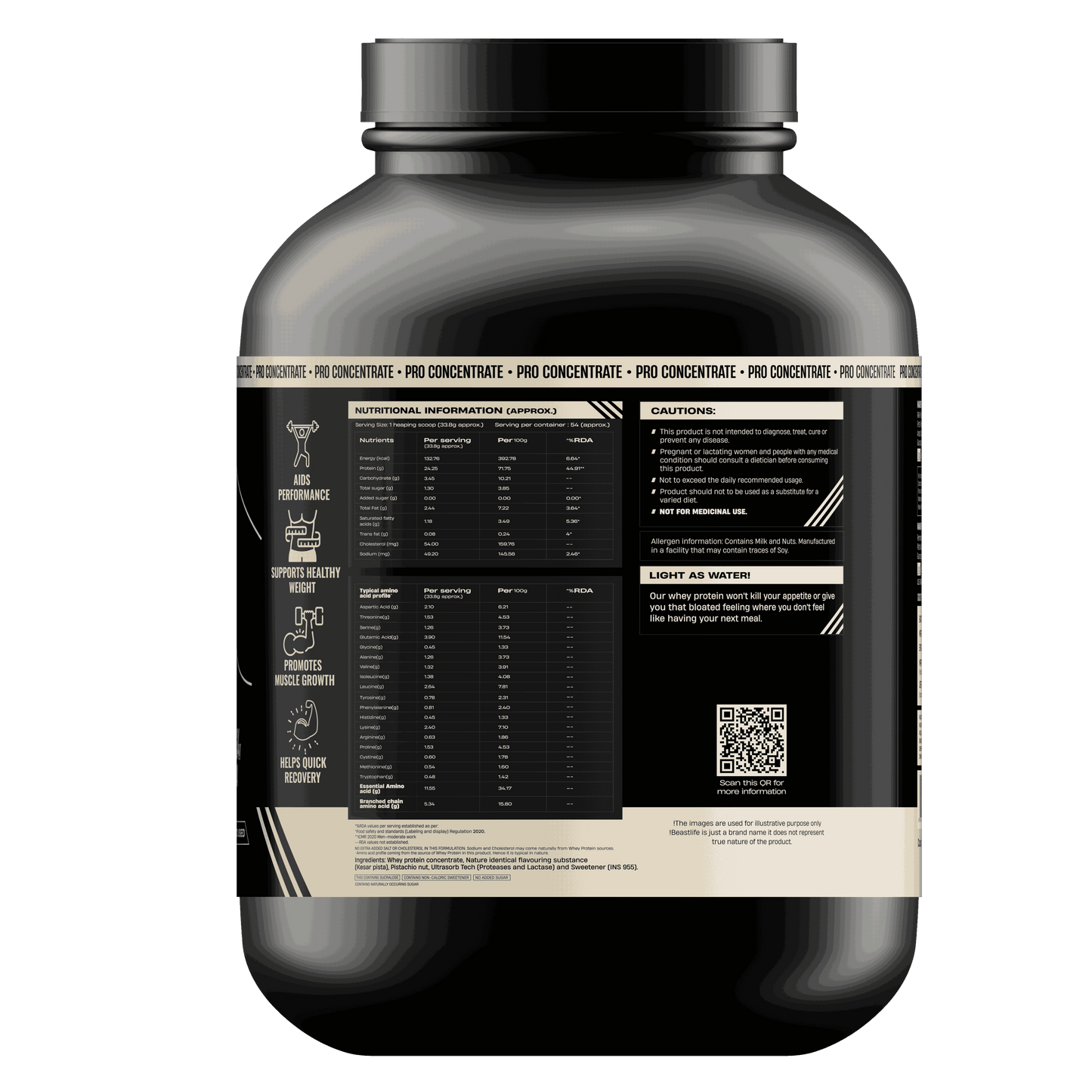 Pro Concentrate Whey Protein with Ultrasorb Tech | 1848gm | Kesar Pista with Real Pista Flakes