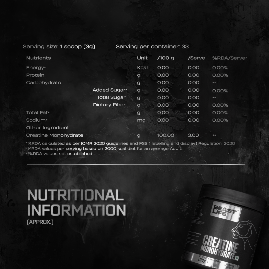 Super Micronized Creatine Monohydrate | 100G