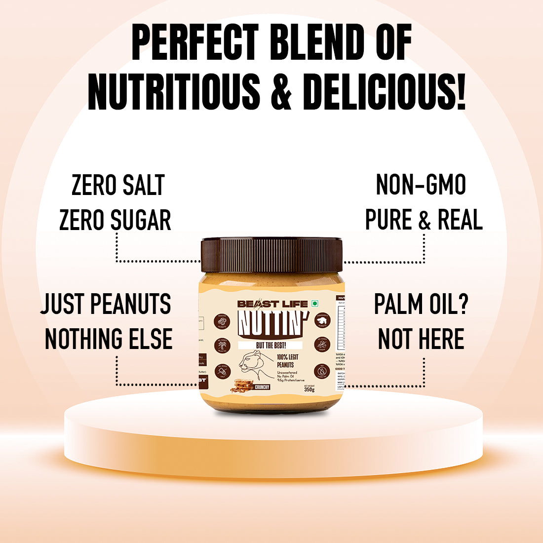 Natural Peanut Butter Crunchy (100% Peanuts, No Palm oil) | 350gm