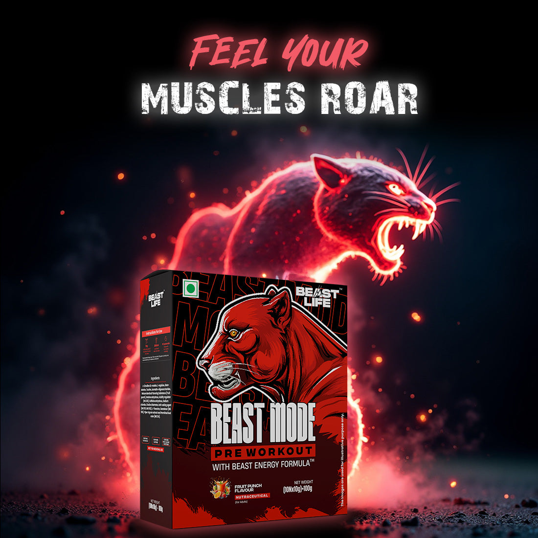 Beast Mode Pre Workout With Beast Energy Formula (Fruit Punch)