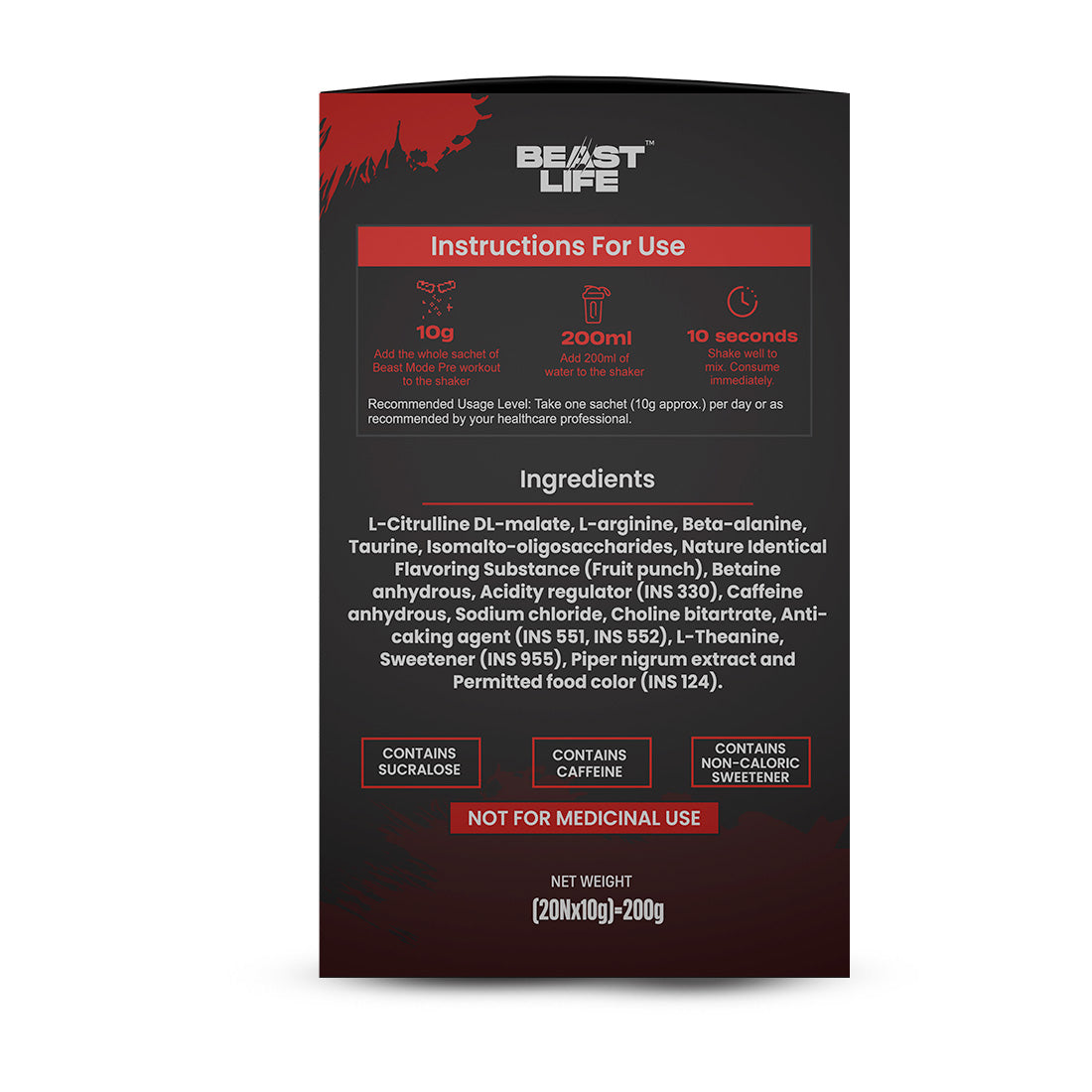 Beast Mode Pre Workout With Beast Energy Formula (Fruit Punch)