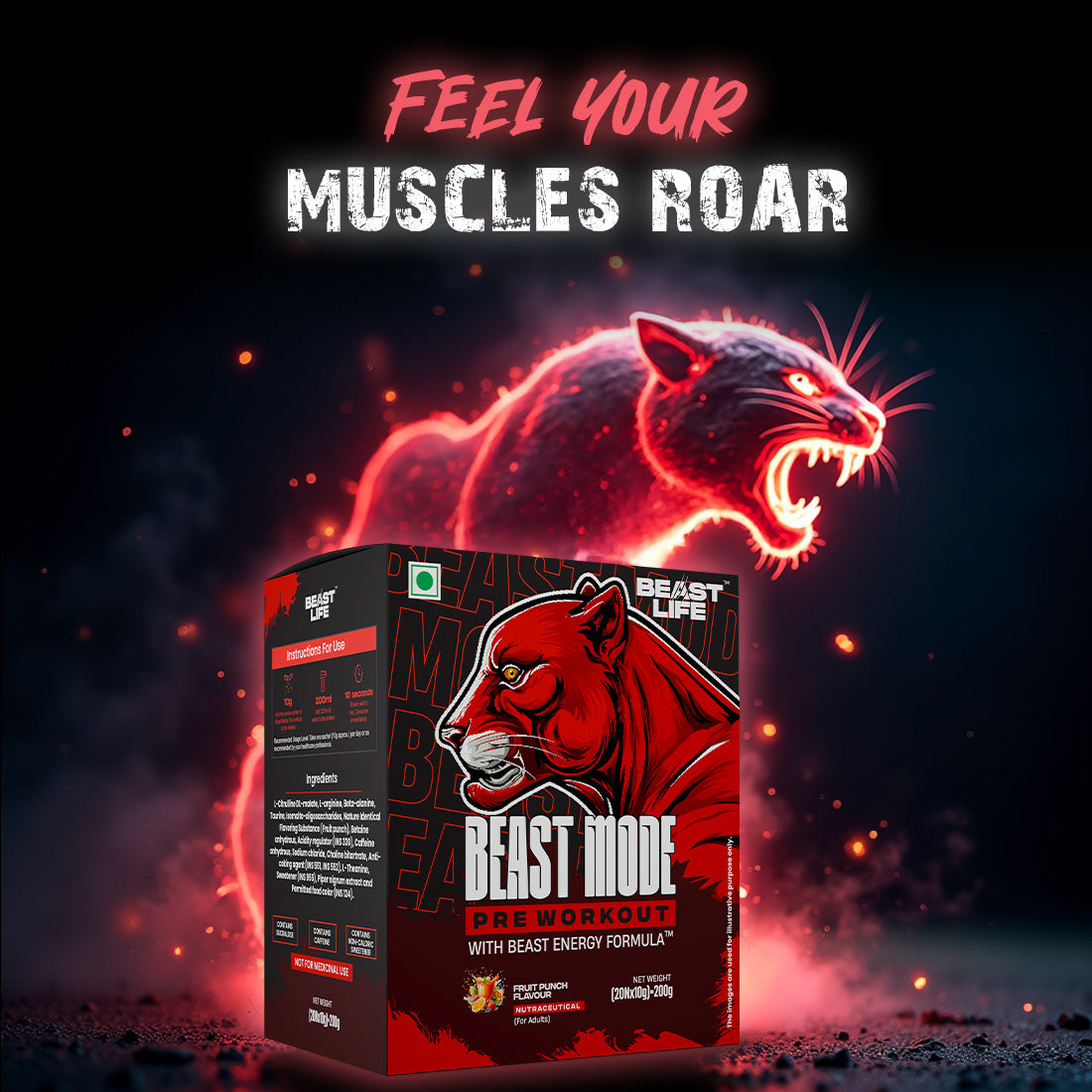 Beast Mode Pre Workout With Beast Energy Formula (Fruit Punch)