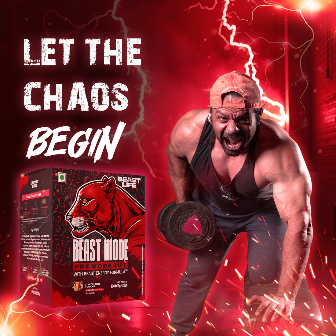 Beast Mode Pre Workout With Beast Energy Formula (Fruit Punch)