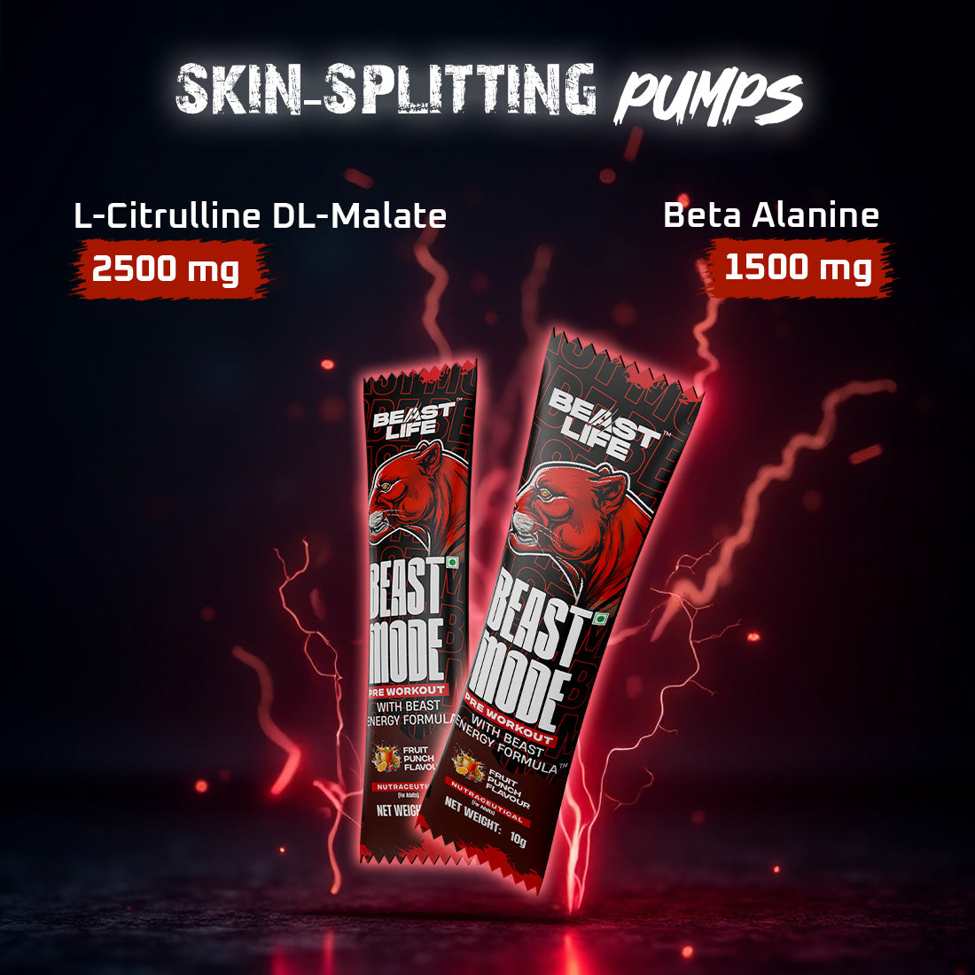Beast Mode Pre Workout With Beast Energy Formula (Fruit Punch)