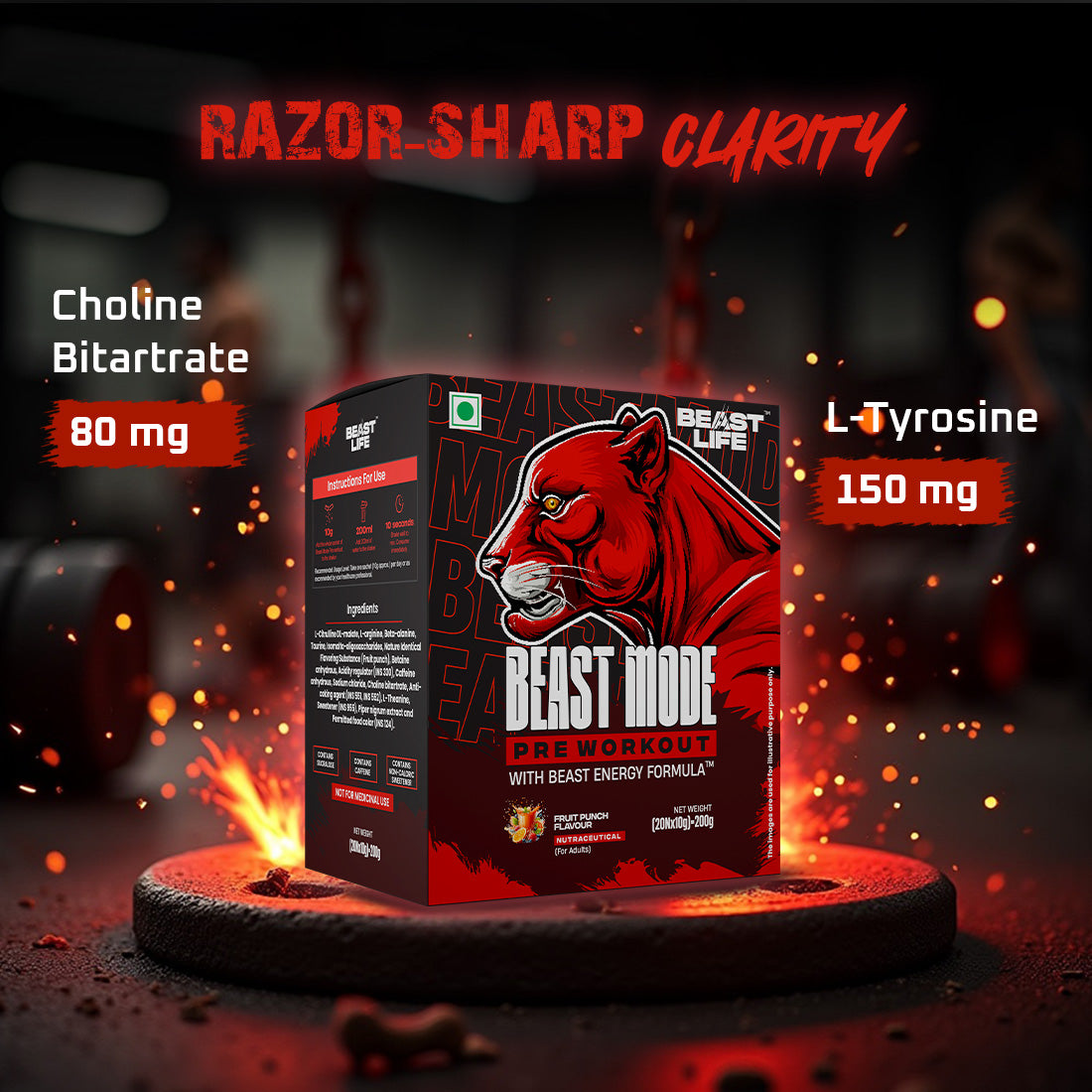 Beast Mode Pre Workout With Beast Energy Formula (Fruit Punch)