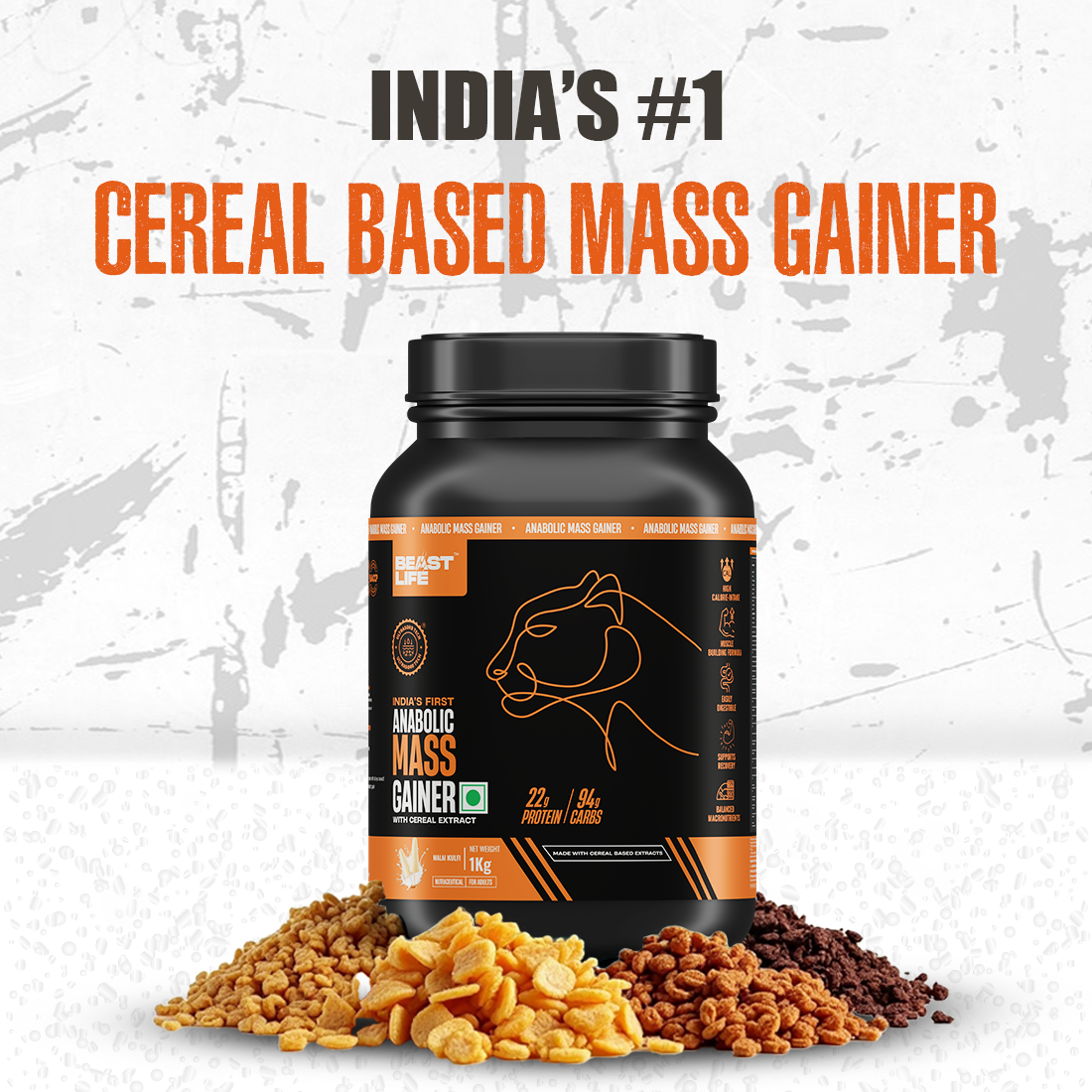 Malai Kulfi Anabolic Mass Gainer with Ultrasorb Tech (No Maltodextrin) | 1kg