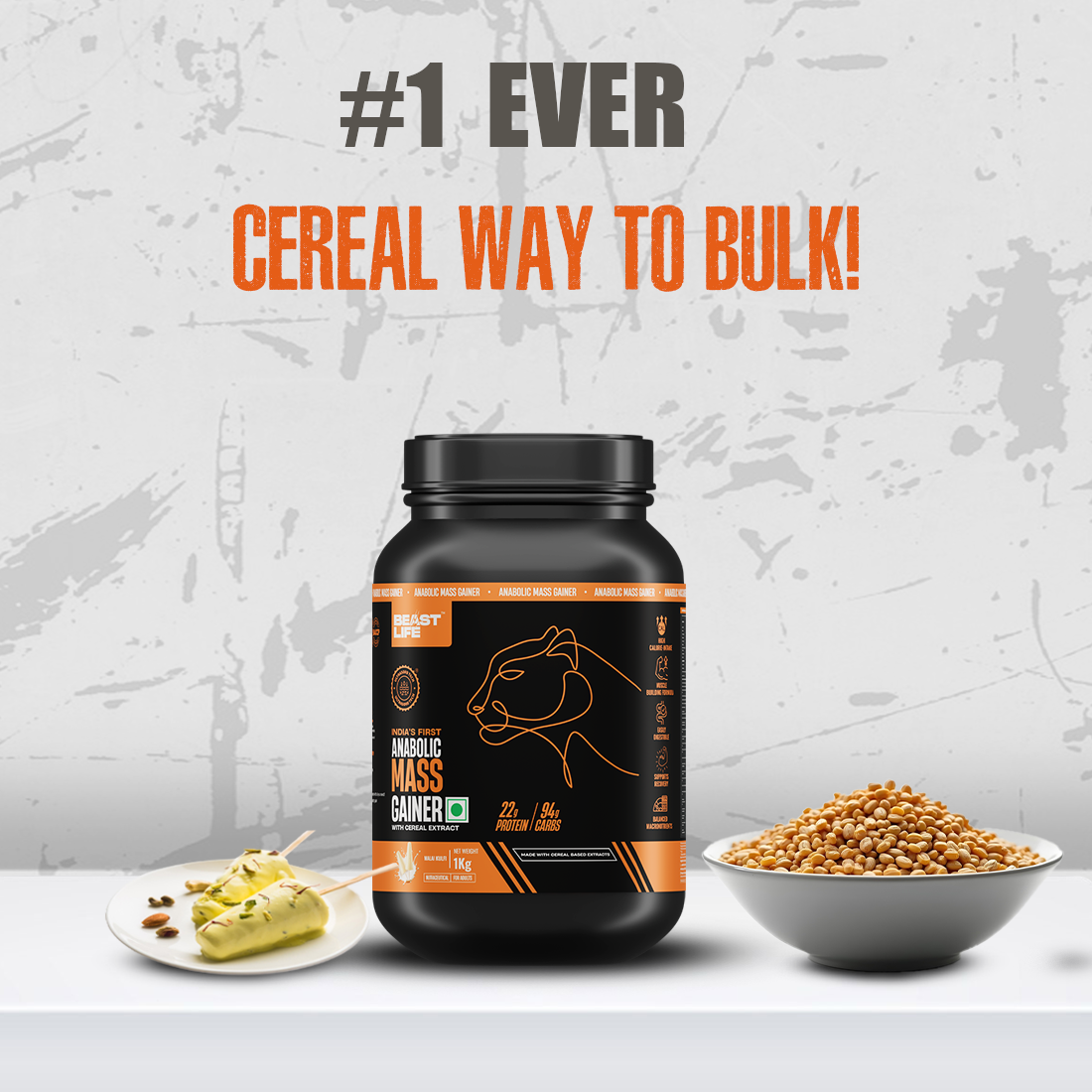 Malai Kulfi Anabolic Mass Gainer with Ultrasorb Tech (No Maltodextrin) | 1kg