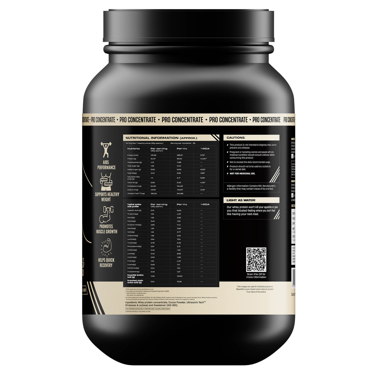 Pro Concentrate Whey Protein with Ultrasorb Tech | 924gm | Rich Chocolate