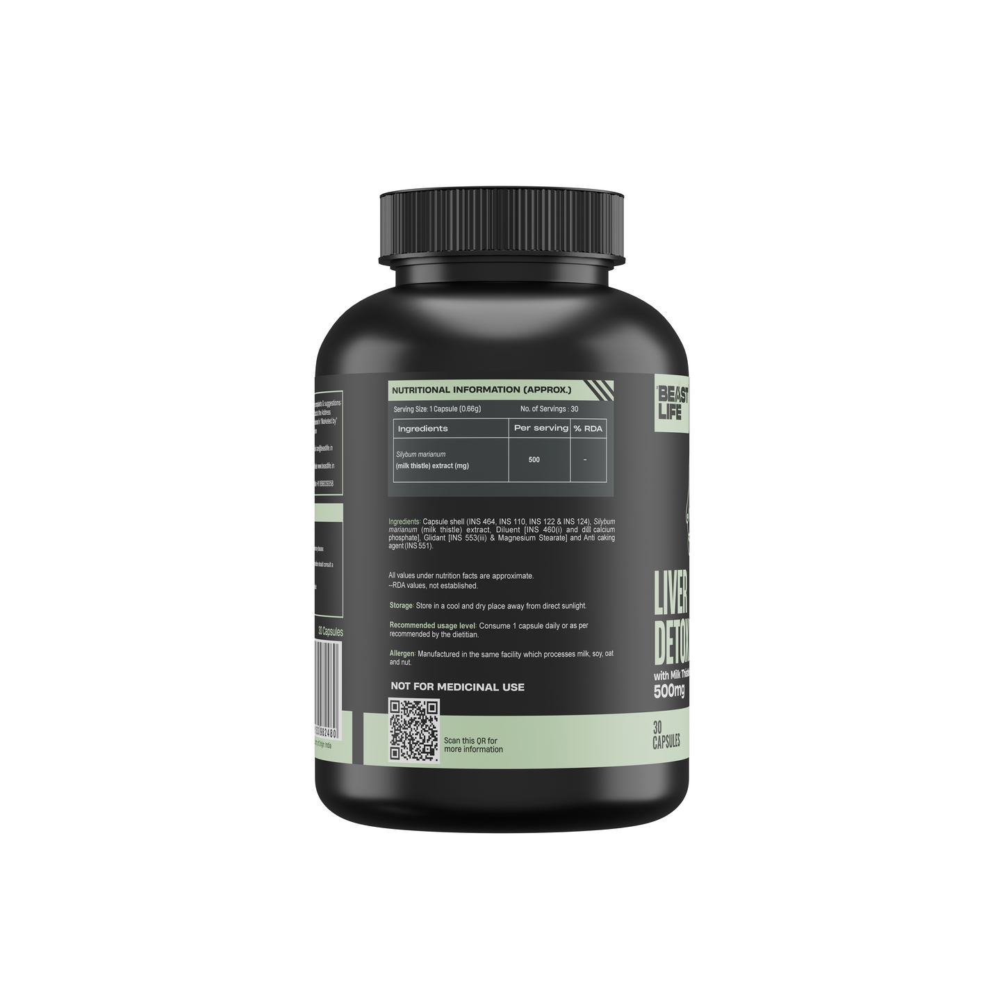 Liver Detox Supplement with Milk Thistle Extract 500mg | Added Multivitamins & Amino Acid with Natural Detoxification Formula | Liver Support Supplement (30 Veg Tablets)