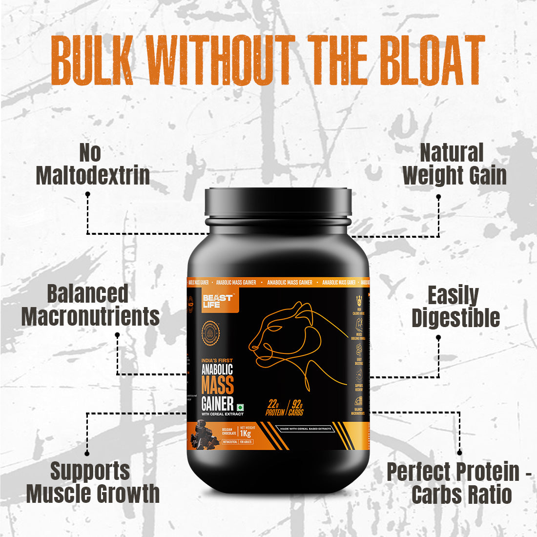 Anabolic Mass Gainer with Ultrasorb Tech (No Maltodextrin) | 1kg