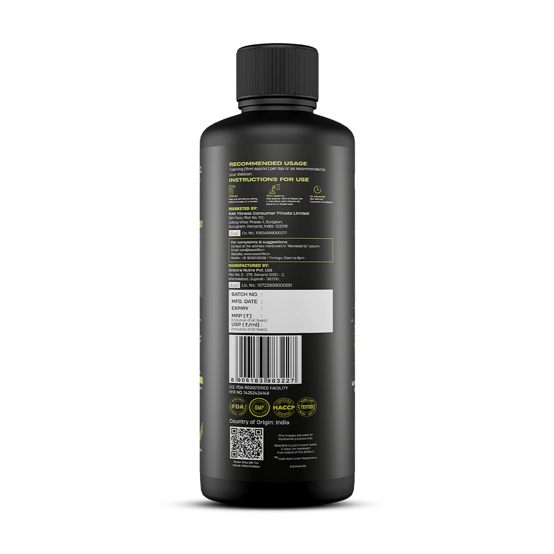 L-Carnitine with Vitamin B5 Liquid 1100mg (Mojito) 450ml