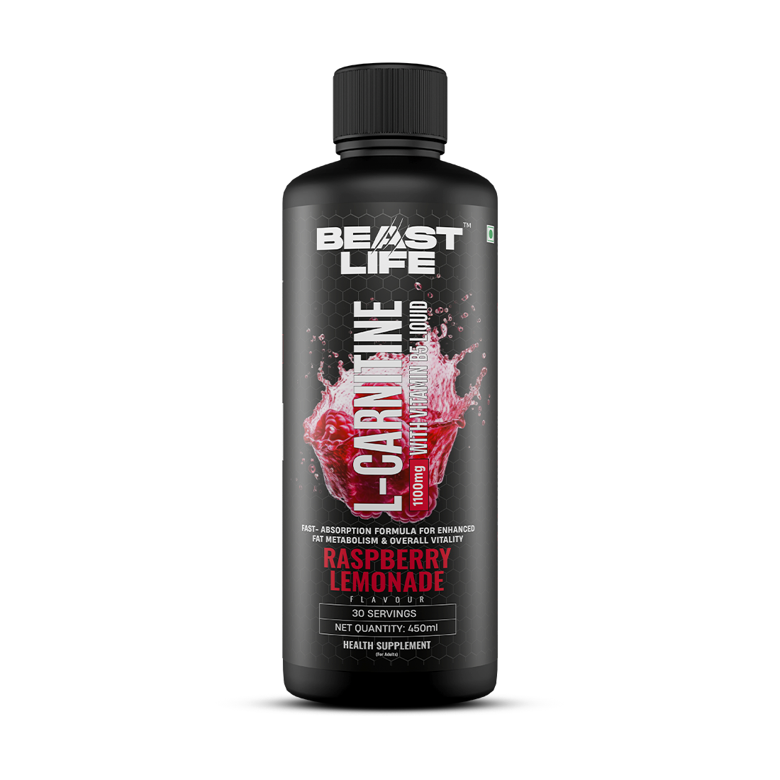 L-Carnitine with Vitamin B5 Liquid 1100mg (Raspberry Lemonade) 450ml