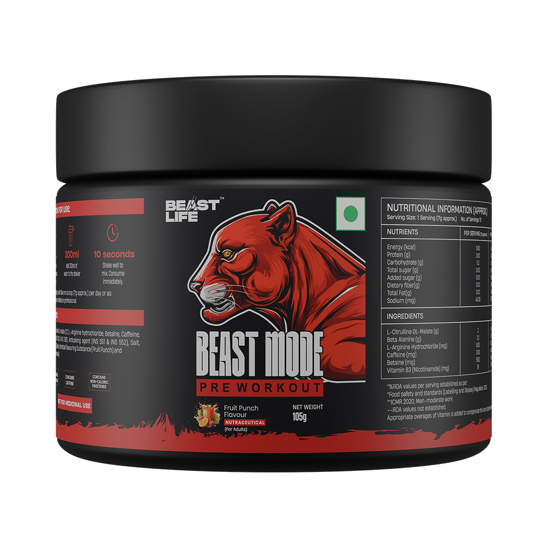Beastmode Preworkout – Fruit Punch (New Formulation)