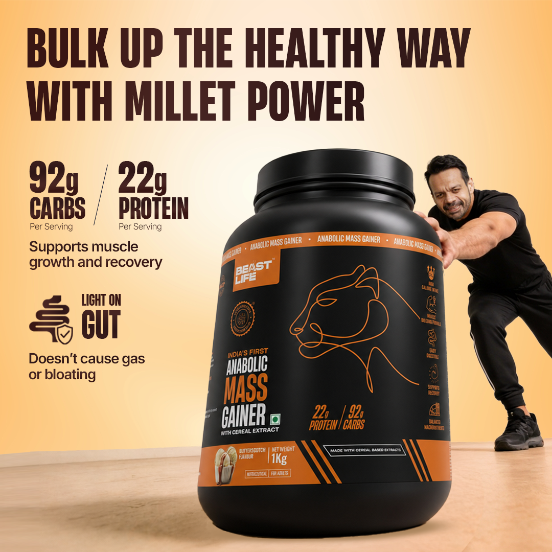Anabolic Mass Gainer with Ultrasorb Tech | No Maltodextrin | Butterscotch | 1 kg