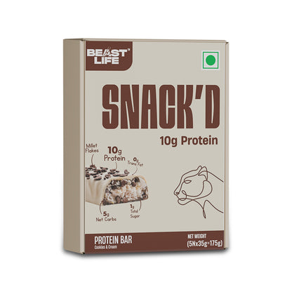 High Protein Bar (10 gm Protein) | Cookies & Cream | Pack of 5