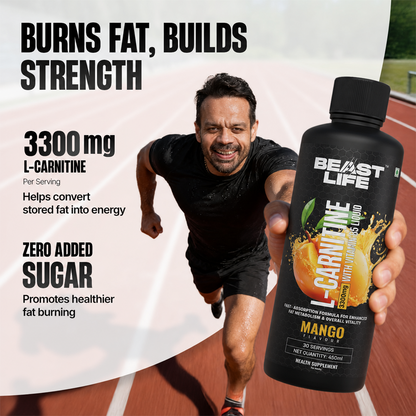 L-Carnitine with Vitamin B5 3300 mg | Triple Strength Formula | Mango | 450 ml